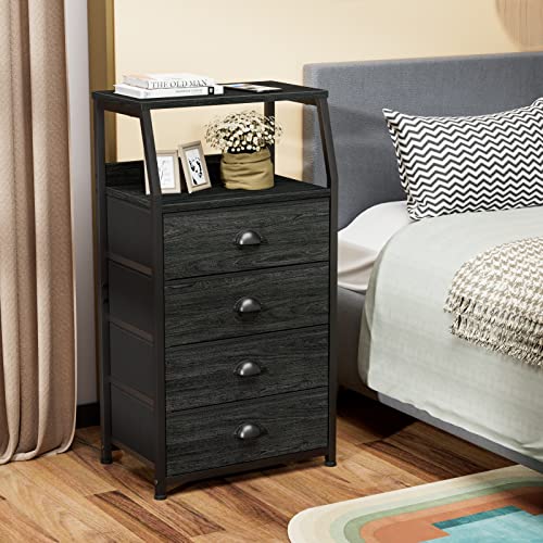 image for Furnulem Tall 4 Drawers Dresser, Vertical Storage Tower Black Dresser 