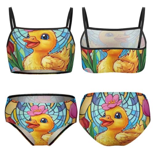Duck Tulip Flowers Girls Bikini Swimsuit Two Piece Bathing Suit Beach Swimwear3