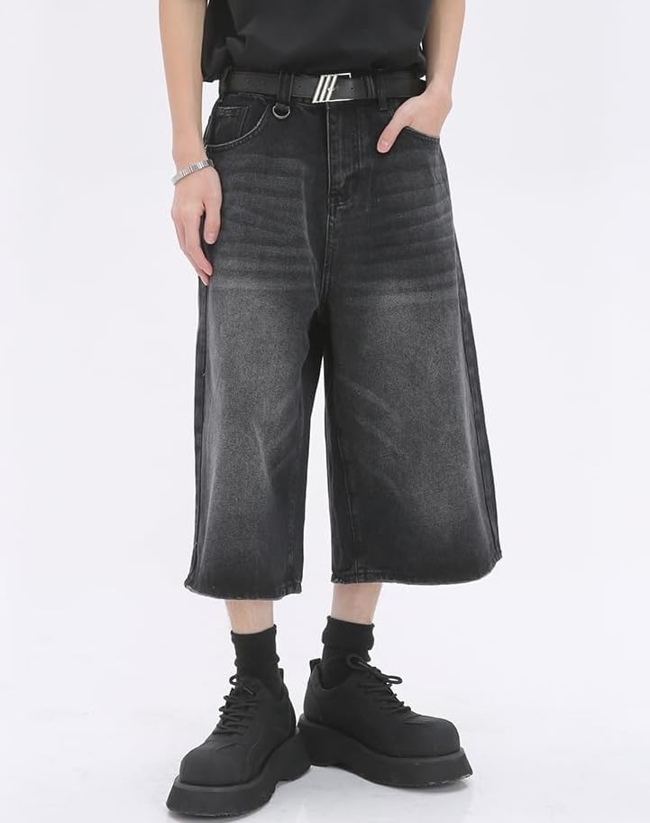 Long Jorts Y2k Hip Hop Jean Shorts Men Baggy Denim Shorts Loose Casual Vintage Wide Leg Designer Skater Shorts - Image 2