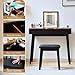 JanflyHome Vanity Desk, Flip Top Makeup Vanity Table with Power Outlet, Makeup Vanity Desk with Mirror & LED Light, Rustic Vanity Set with Cushioning Stool, Vintage Vanity for Bedroom, Black Brown