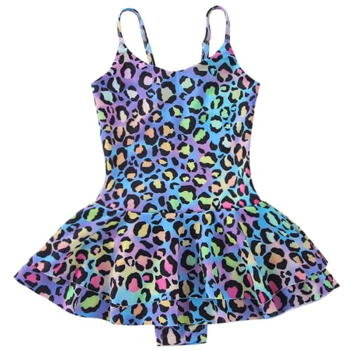 Xumplo Costume da bagno da bambina per bambini Un pezzo costume da bagno per bambini leopardato un pezzo costume da bagno 2-12 anni, Ragazza leopardato costume da bagno, 3-4 Anni
