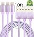 Abloom 3Pack 10ft Lightning Cable Nylon Braided Charging Cable Extra Long USB Cord for iphone 7,7 plus,6s,6s plus,6plus,6,5s 5c 5,iPad Mini, Air,iPad5,iPod 7on iOS10.(Purple)