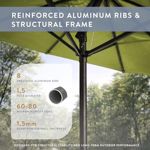 Image of California Umbrella 8-Year Protection 9 Ft Outdoor Patio Umbrella, Solstice Fade-Resistant Fabric, Auto-Tilt, Heavy Duty Aluminum Frame, 8 Reinforced Ribs for Pool or Deck, Bronze Pole