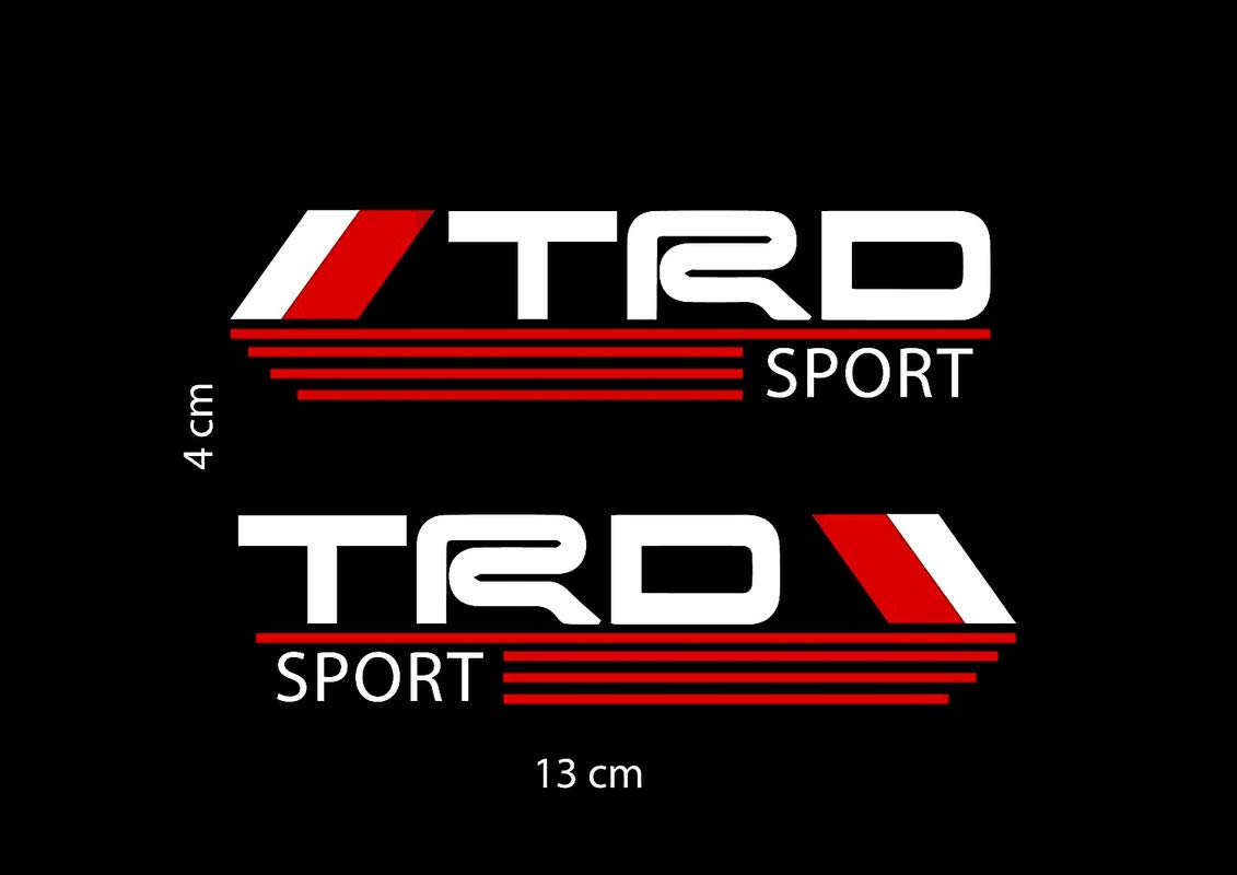 TRD Sport Logo Rear View Mirror Car Stickers Exterior for Sides Bumper Vinyl Decals AR105 L x H 13.00 cm X 4.00 cm Pack of 2-image-44