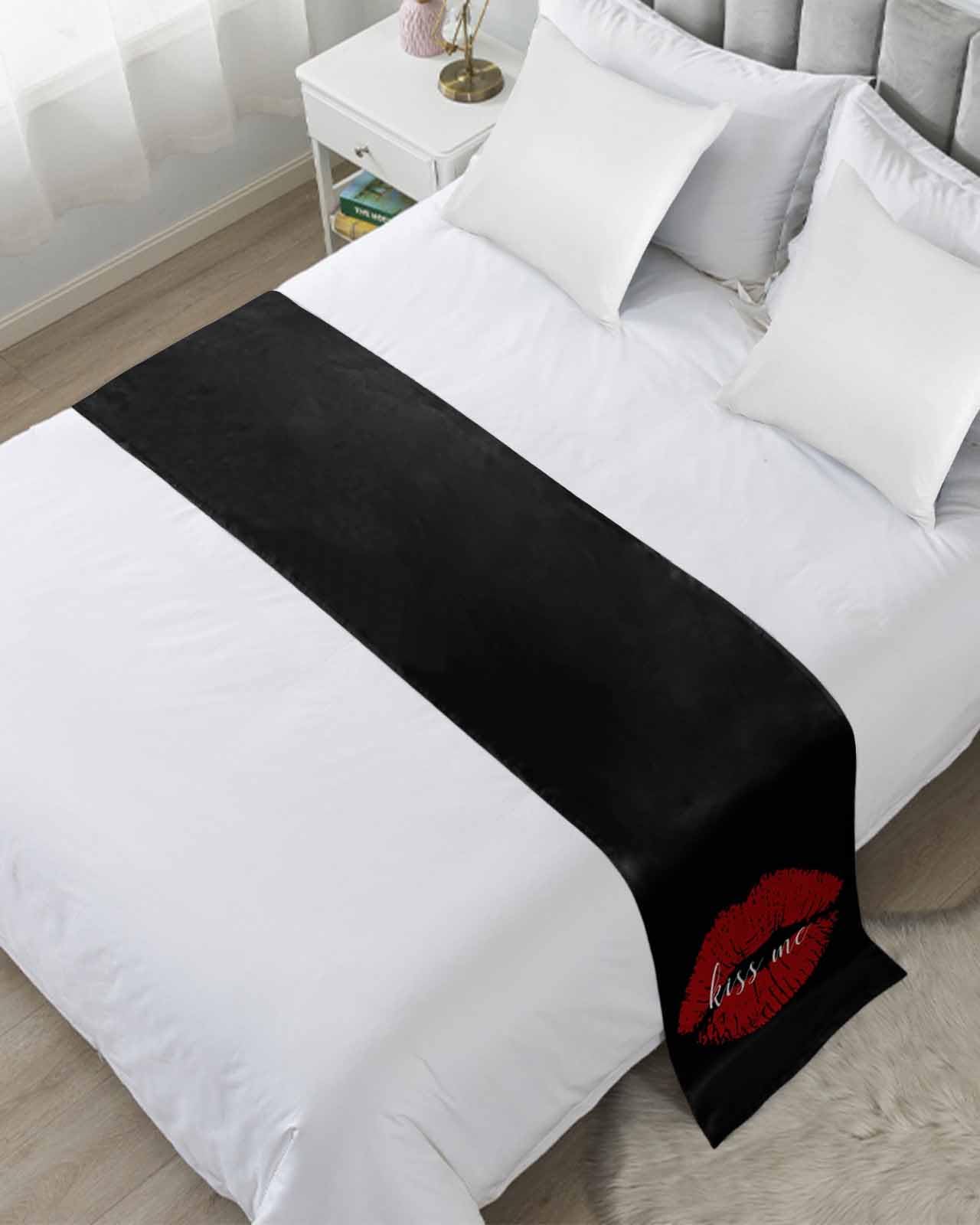 ZFUNCING Red Lip Print Kiss Me Bed Runners - bed runners and scarves | Mubboo