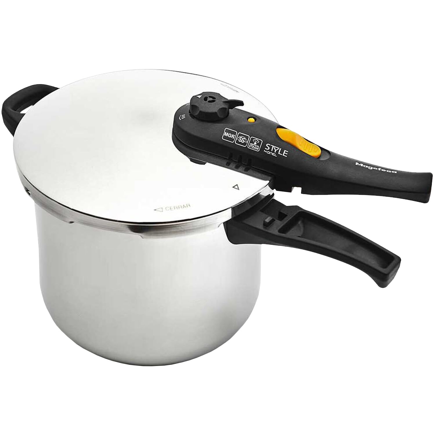 Magefesa Style - Olla Express Rápida 7.5L, Acero Inoxidable 18/10, Cocina Sana, Fondo Termo-Difusor, Asas Laterales Termo-Resistentes, Inducción