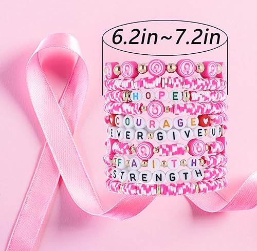𝐇𝐞𝐢𝐬𝐡𝐢 𝐁𝐞𝐚𝐝𝐞𝐝 𝐒𝐭𝐫𝐞𝐭𝐜𝐡 𝐁𝐫𝐚𝐜𝐞𝐥𝐞𝐭𝐬 for Women Teen Girls St.Patrick's Day Valentine's Day Christmas Breast Cancer Bracelets Stackable Polymer Clay Beads Bracelets Friendship Boho Bracelets Jewelry Set3