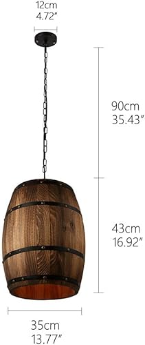 Miniatura 7 de Newrays Madera antigua barril de vino lámpara colgante colgante rústico único cocina bar techo lámpara accesorios de luz (M)
