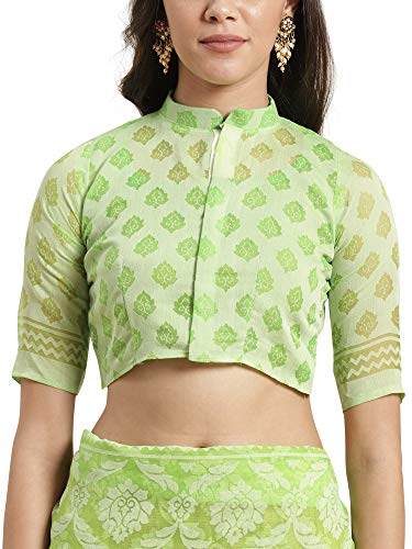 Image of AKHILAM Women's Brasso Saree With Unstiched Blouse Piece