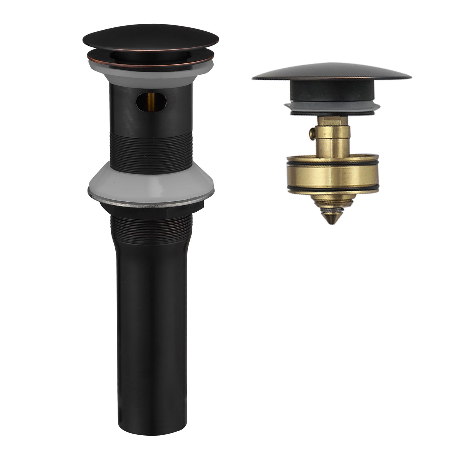 Nfusrxmbk Bronze Oil Rubbed One Piece Bathroom Vessel Sink Drain Stopper With Overflow Pop Up Drain Assembly With Strainer For Bathroom Vessel Vanity Faucet