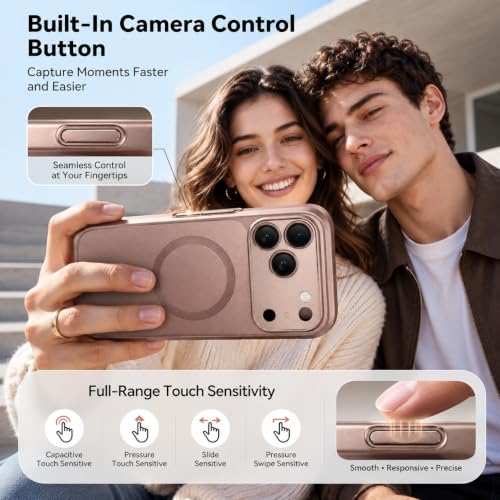 Image of amazon basics Premium Mag-Safe Case for iPhone 17 Pro | Shockproof & Anti-Scratch Cover | Soft Silicone with Wireless Charging | Camera Lens Guard - Rose Gold
