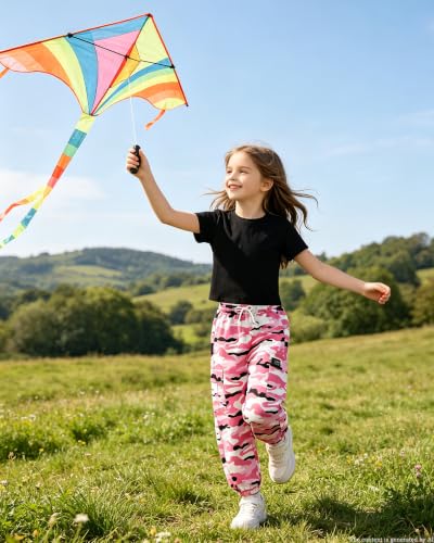 Image of Betusline Girls Fall Winter Clothing Sets, Long Sleeve Crop Top & Cargo Jogger Pants 2 Piece Outfit Sets,4T-14Y