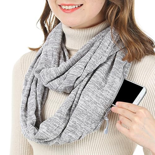 Pañuelo de viaje con bolsillo oculto y cremallera, bufanda ligera para mujer con almacenamiento secreto, accesorio de senderismo al aire libre con caja fuerte, esencial para Pend