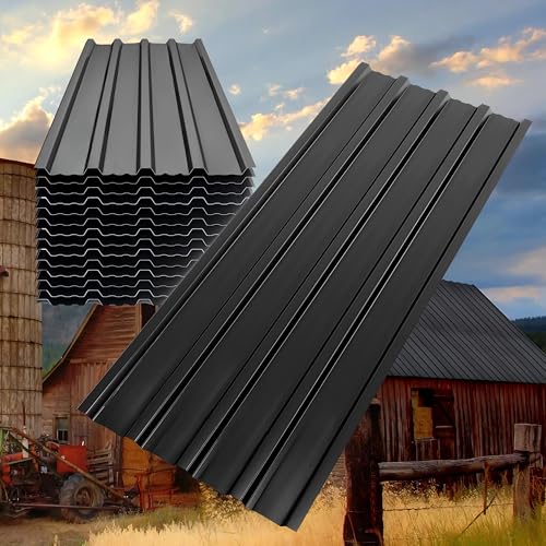12 chapas trapezoidales de 110 x 46 cm = 5,94 m², galvanizadas, chapa perfilada para techo, chapa ondulada, cobertizo, incluye 100 tornillos, arandelas y guantes de montaje