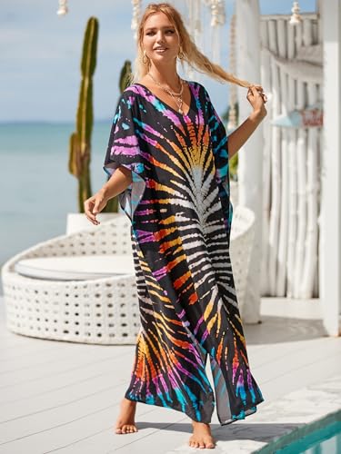 Image of Kaftan Dresses for Women Plus Size Bathing Suit Cover up Caftan Maxi Beach Dresses