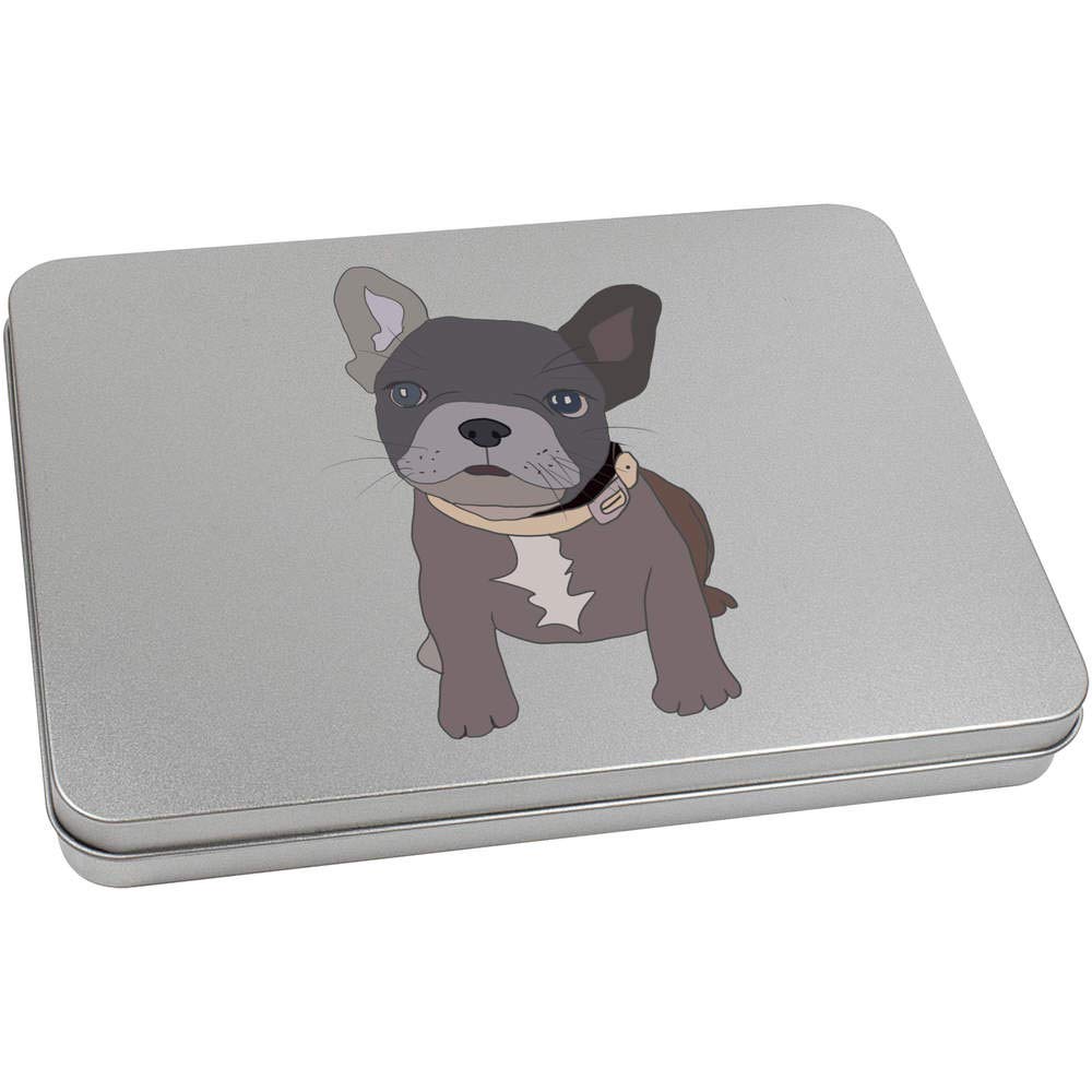 Azeeda 220mm 'French Bulldog Puppy' Metal Hinged Tin/Storage Box (TT00130048)