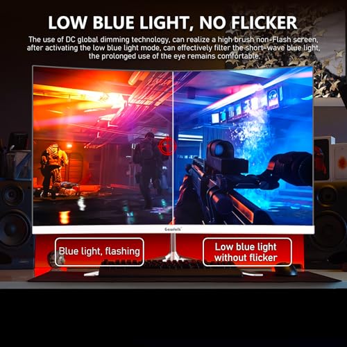 Gawfolk 24 Inch Curved Gaming Monitor, Built-in Speakers, 120Hz, 1920x1080P Full HD, 98% sRGB, 3000R Curvature, HDMI & VGA Ports, White PC Monitor - Image 5