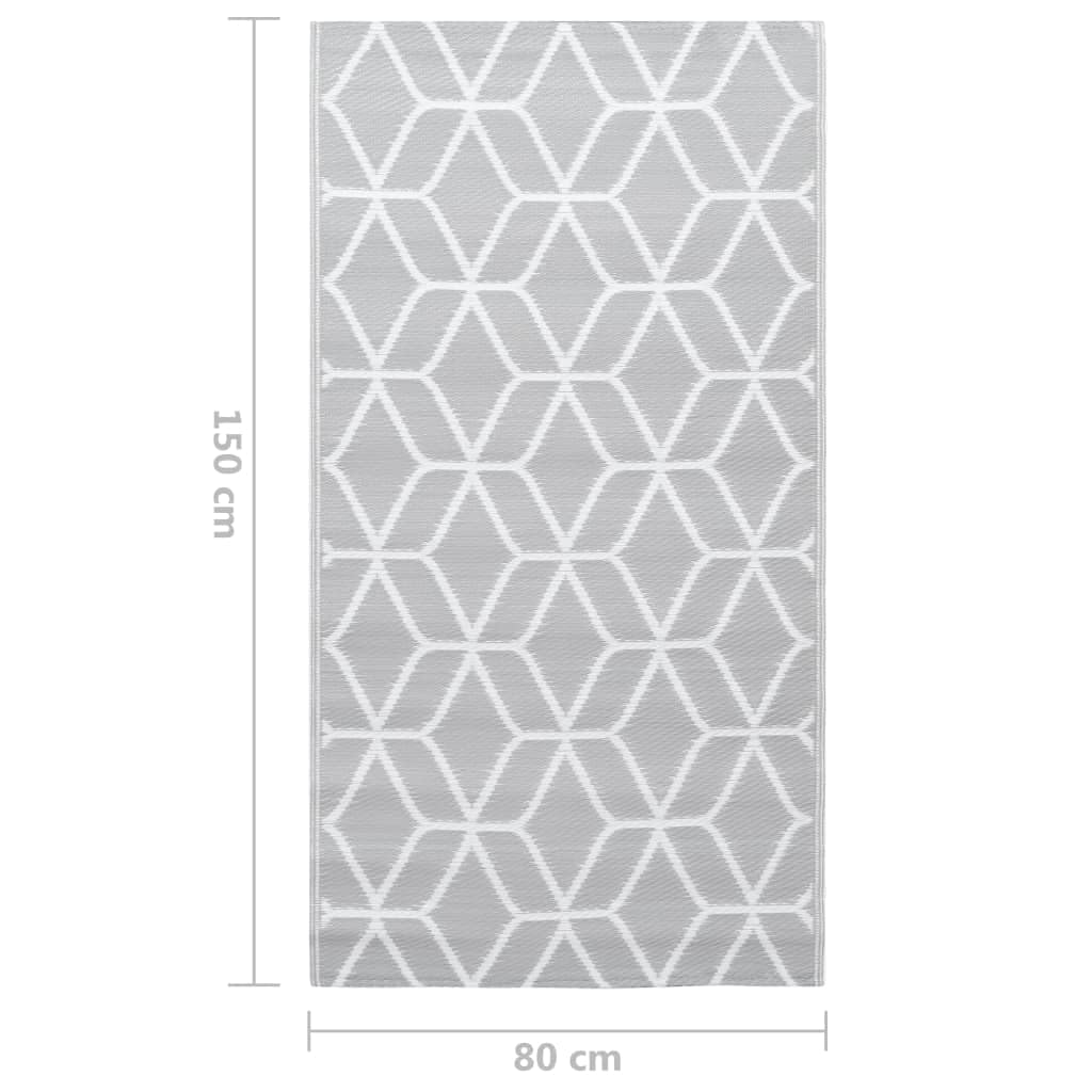 vidaXL Tapis d'Extérieur Tapis d'Entrée Tapis Décoratif Salon Salle de Séjour Balcon Patio Terrasse Maison Intérieur Gris 80x150 cm PP