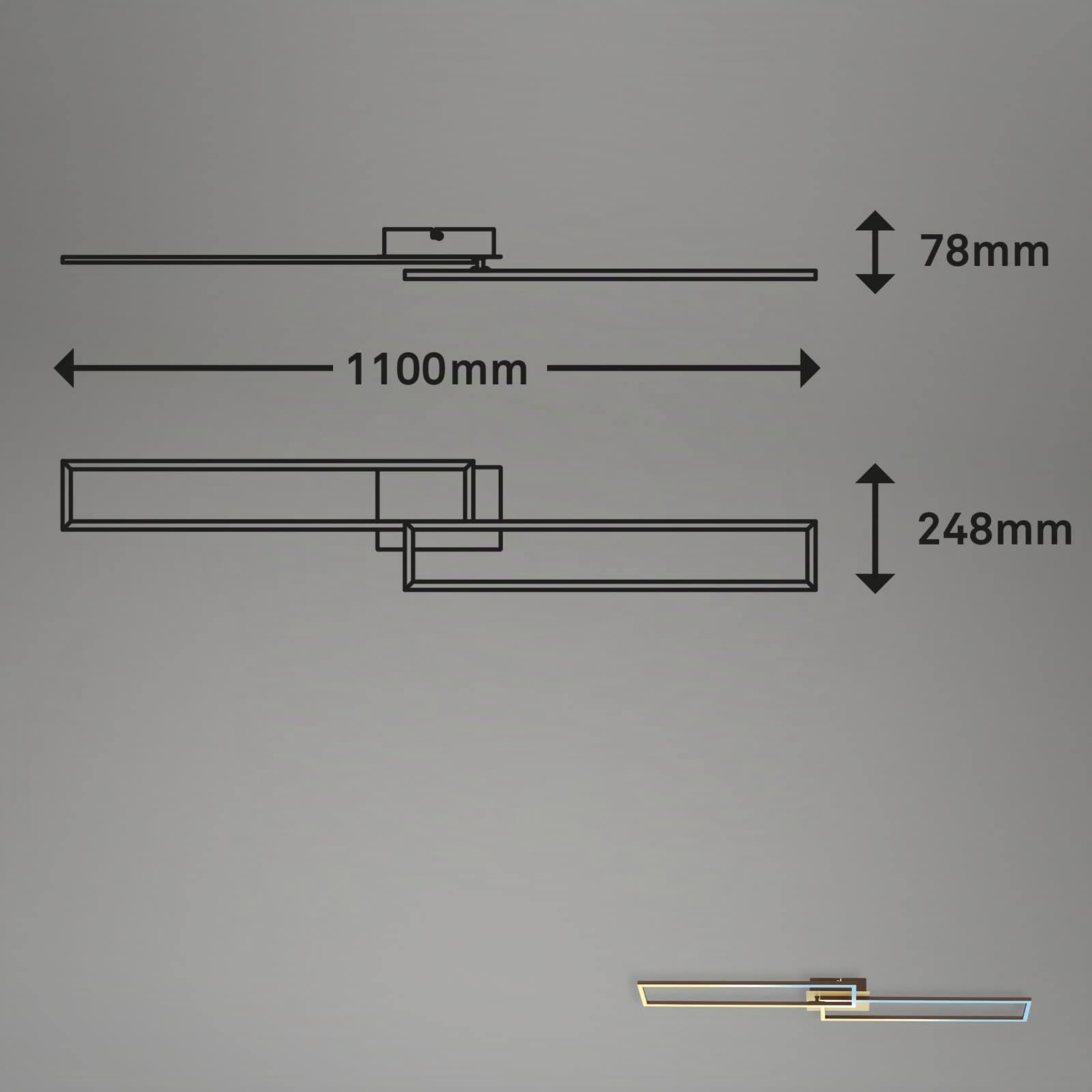 BRILONER Leuchten - Lámpara de Techo LED, Lámpara de Techo Regulable, Incluye Control Remoto, Control de Color de Temperatura, Función de Luz Nocturna y Temporizador, 1100x248 x78 cm, Marrón Dorado