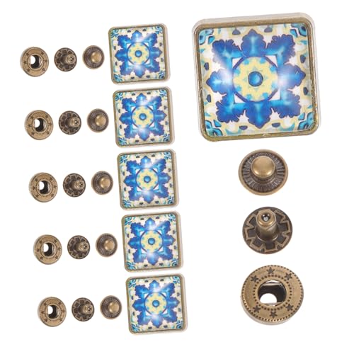 SEWOART 6 Botones A Presión De Porcelana Azul Y Blanca Para Coser Botones A Presión Alicates Kit De Cinta Broches A Presión Botones Para Frotar Transferencias Botones A Presión