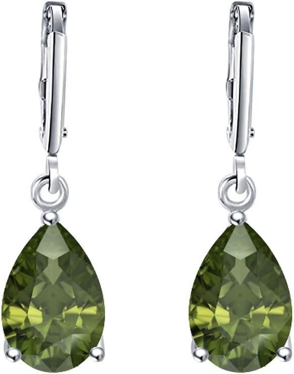 Wonderful 6x8mm Pear Cut Green Tourmaline Over .925 Sterling Silver Fancy Party Wear Dangle Clip-On Earrings For Women