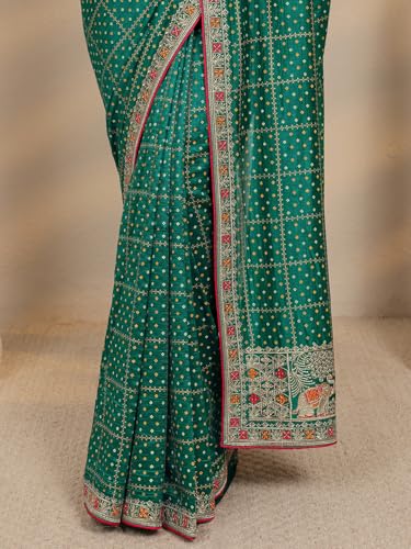 Image of Libas Printed Silk Blend Saree for Women With Unstitched Blouse Piece | Traditional Saree for Party & Wedding