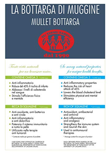 Meeräsche Bottarga Su Tianu Sardu 170g GARANTIERT - 2 Packungen mit 70/100g - Handgefertigt in Sardinien, Italien - Kaviar des Mittelmeers - Sardische Handwerksproduktion als Kosher zertifiziert - 6