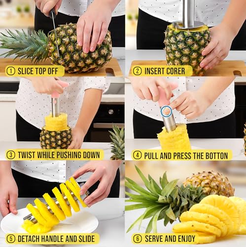 Image of Zulay Kitchen Stainless Steel Pineapple Corer, Slicer & Eye Peeler