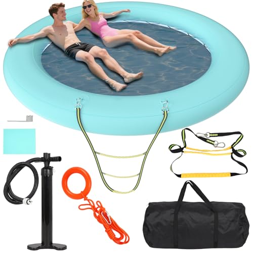 FAHKNS Water Hammock Inflatable Floating Dock,Round Floating Sunchill Float Ring for Adults,Heavy Duty Pool Float Raft for Lake and Ocean(8FT)