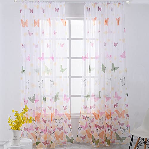 Nicoone Schmetterling Sheer Vorhänge für Mädchenzimmer