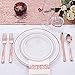 WDF160 Piece Rose Gold Disposable Cutlery Set - Heavyweight Plastic Silverware - Includes 80 Forks, 40 Spoons, 40 Knives - Rose Gold Silverware Perfect for Wedding, Party, Valentines Day