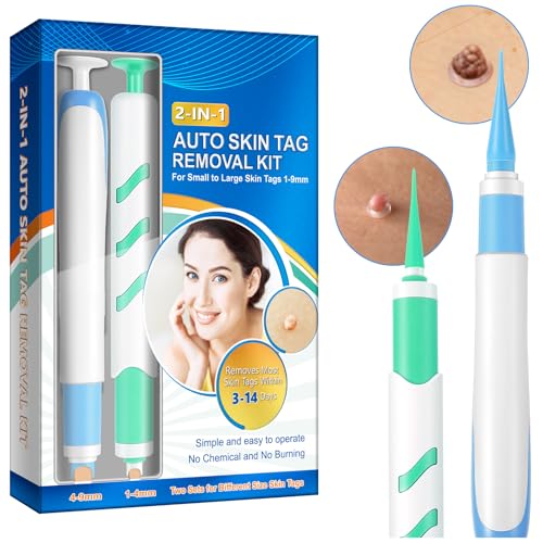 Warzen Entfernungs-Set,Schmerzfrei Automatisches Stiftset,Auto Tool Kit Skin Tag Remover,2-in-1 Hautmarken-Entferner,hautanhängsel entfernen, Für kleine bis große Hautflecken (1–9 mm)