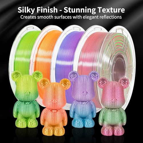 Image of IEMAI Silk PLA Filament 1.75mm 1kg, Dual-Color Gradient Blue to Purple 3D Printer Filament, Silky Glossy Finish, Tough & Neatly Wound for DIY, Artistic & Home Decor
