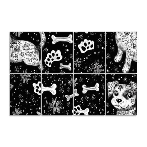 8 Pack de Paneles Acústicos Artísticos Absorbentes de Sonido con Figuras Decorativas de Perro y Otros Motivos, Paneles autoadhesivos para Estudios de Grabación y Oficina, 48"x32"