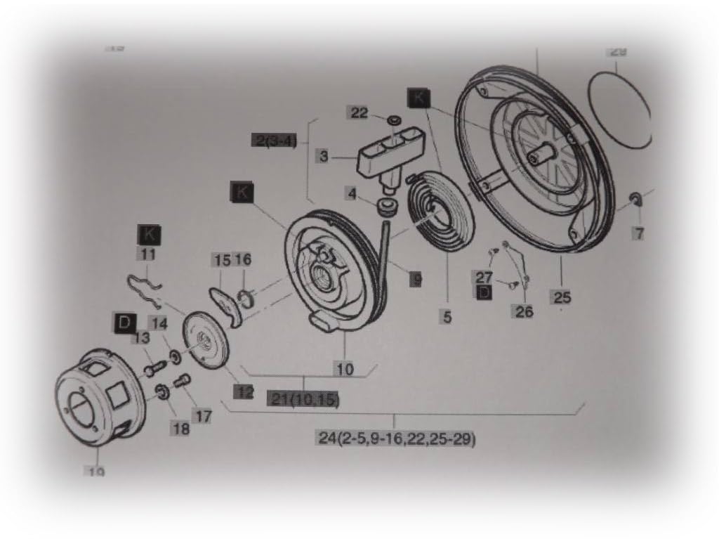Kit de reparación compatible con arrancador de cable de arranque de reversión Starter Wacker DPS 1850H