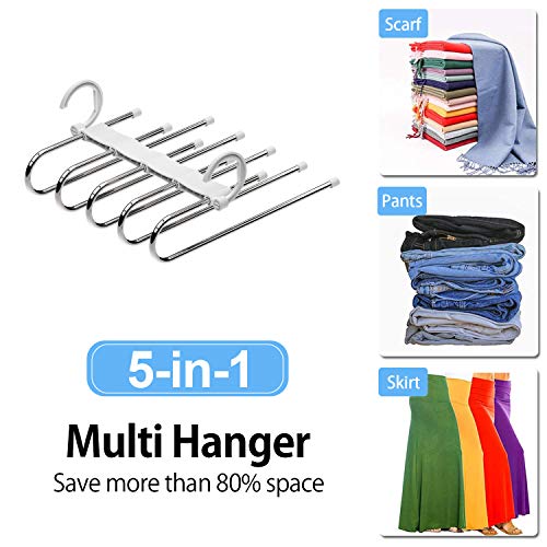 Hong Feng Pants Hangers Space Saving 2 Pack Multiple Layers Multifunctional Pants Rack Non-Slip Clothes Organizer For Trousers Scarves Slack (White) #TOP3
