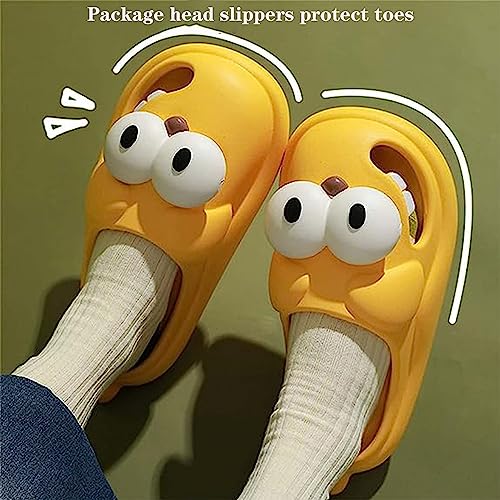 Big Eye Dog Slippers Big Eye Dog Fun Cartoon Package Head EVA Slippers Cute Cartoon Dog Slippers Soft Thick Sole Comfy House Sandals Slides (5.5-6, Black)2