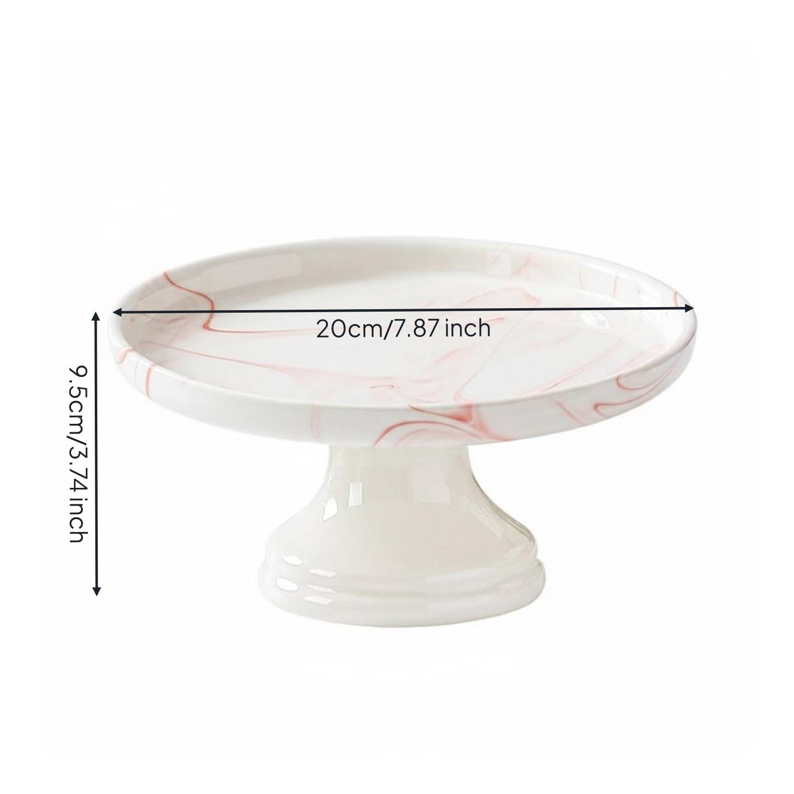 Alzata in Ceramica Effetto Marmo Multistrato Piatto da Torta con Piedistallo Finitura Dorata per Del Tè, Feste, Red Marble, 25CM High Foot Stand