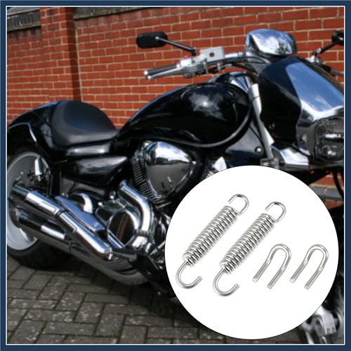 Image of 1 Set 31mm 1.22 inch Motorcycle Exhaust Pipe Spring with U Shape Hooks Stainless Steel Silver Tone Stylish Design