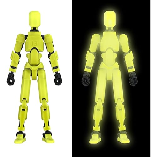MerryXD T13 3D Action Figure,Assembly Completed Dummy Nova Titan Lucky 13 Action Figure 3D Printed Multi-Jointed Movable Toy Grow in The Dark Yellow