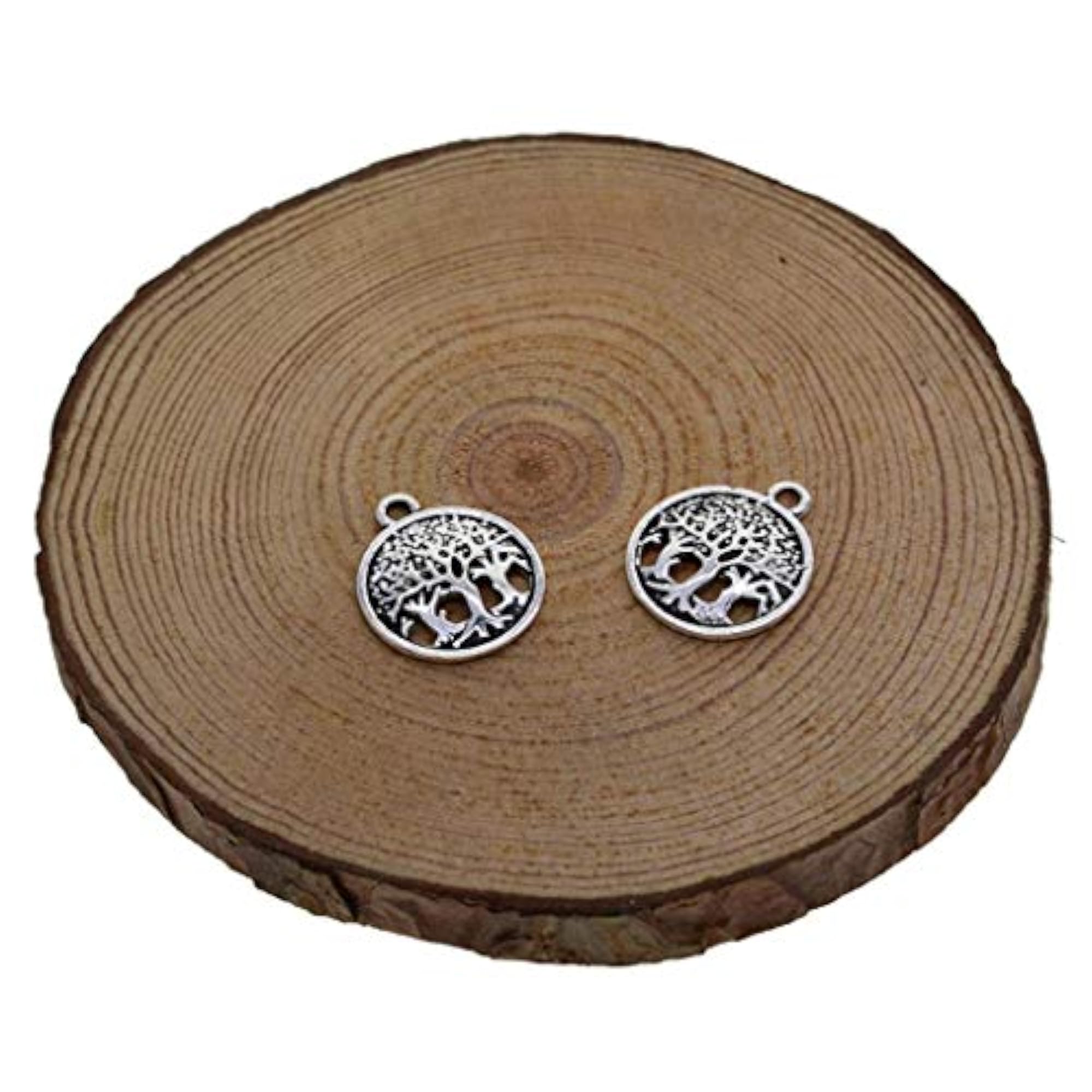 50 Pieces Tibetan Silver Yoga Tree Round Charms