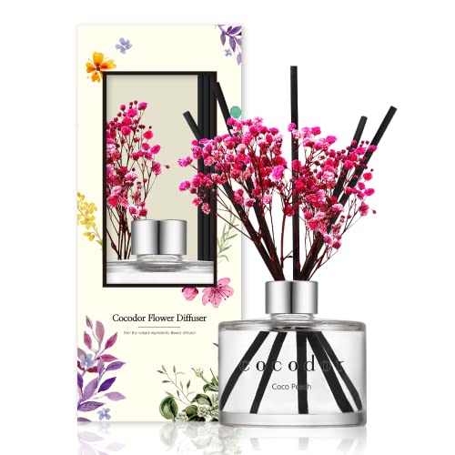 COCODOR Preserved Real Flower Reed Diffuser / Coco Peach / 6.7oz(200ml) / 1 Pack / Reed Diffuser Set, Oil Diffuser & Reed Diffuser Sticks, Home Decor & Office Decor, Fragrance and Gifts