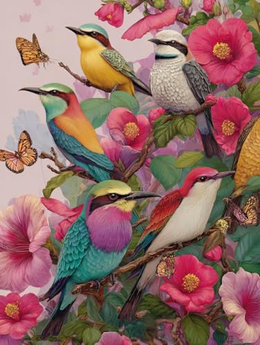 Sonsage Diamond Painting Kits for Adults, Lively Bird and Flower Diamond Art Kits, 5D Full Drill Diamond Gem Art Kits and Crafts Home Decor 12x16 inch