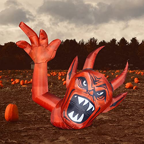 GOOSH 5 Foot Length Halloween Inflatables Halloween Red Devil Raise