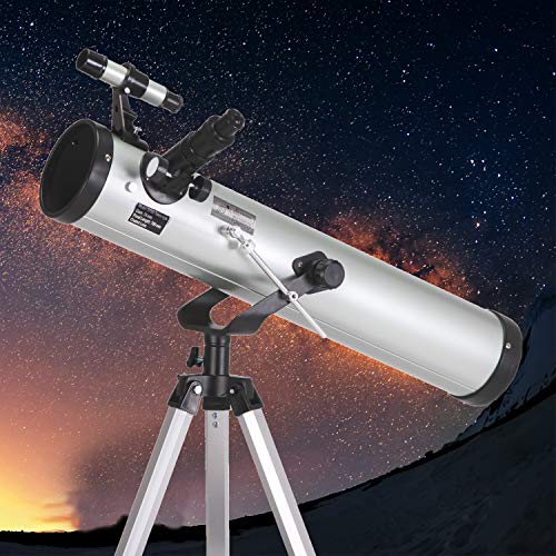 ToyerBee Telescope 76mm Aperture 700MM, with 3 Eyepieces H20mm H12.5mm H4mm&Tripod&Finder Scope&Moon Mirror, 70X-350X Magnification- Reflector Telescope for Kids& Students&Adults&Astronomy Beginners - Thumbnail 6