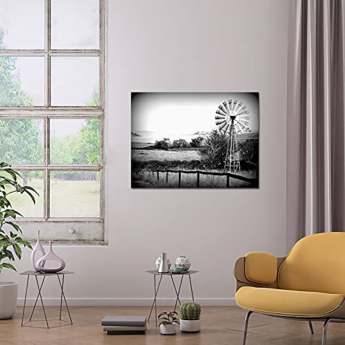Canvbay Rustic Windmill Pictures Wall Decor Modern Canvas Wall Art Black And White Farmhouse Poster Paintings Stretched Framed Rerady To Hang For Farm Living Room Bedroom Home Decor 24X32Inch #TOP2