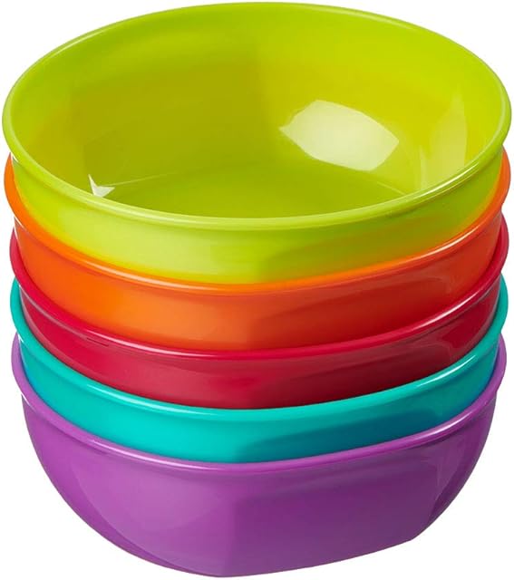 Vital Baby Nourish Perfectly Simple Bowls - 7oz/ 200ml. Baby Weaning and Feeding Bowls - Bright Colours - BPA, Phthalate, Latex-Free - Durable - Ideal for Toddlers Microwave/Dishwasher Safe, 5pk