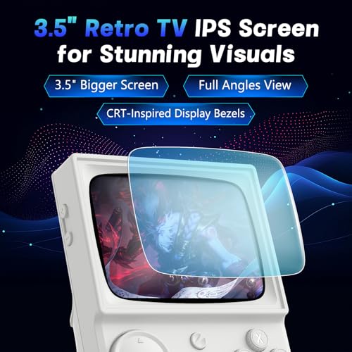 Image of R36T Retro Handheld Game Console, Portable Retro Gaming Console with 3.5 inch CRT-Inspired Screen, 3500mAh Arcade Classics, Supports Multiple Emulators, WiFi Network Battling, 64GB (White)
