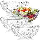 ZOOFOX 4 Pack Clear Plastic Serving Bowls, Large Unbreakable Salad Bowls for Fruit, Salad, Popcorn, Chips, Dips, Condiments, Party Snack and More, 9 inch