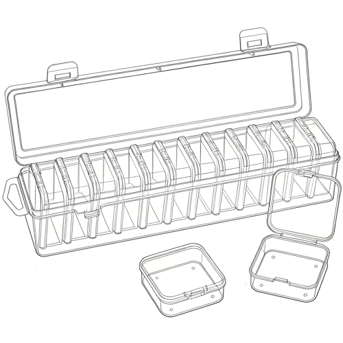 Bead Organizer Box, 13 Pcs Bead Storage Containers Mini Clear Plastic Organizer Box for DIY Jewelry, Earring Making, Nail Art & Small Craft Parts